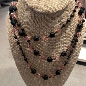 Three strand long necklace
